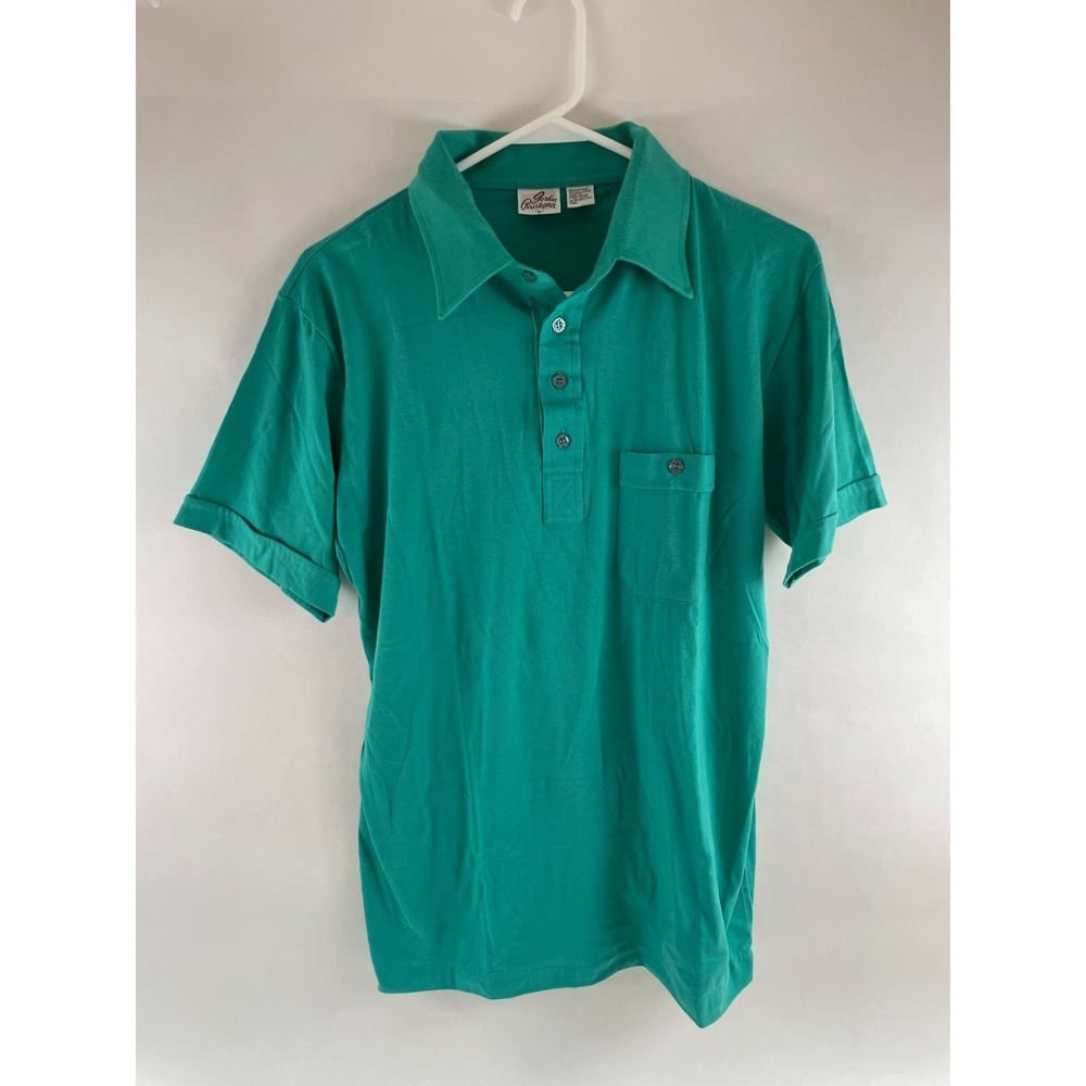 Jordan Christopher Polo Shirt Men's Size L Turquoise Buttoned Pocket Short Slv